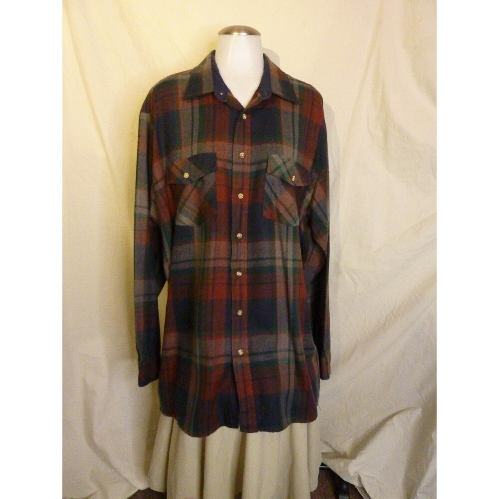 Van Heusen Men's Flannel Checked Shirt-2 Pocket-Black & Red-XLT